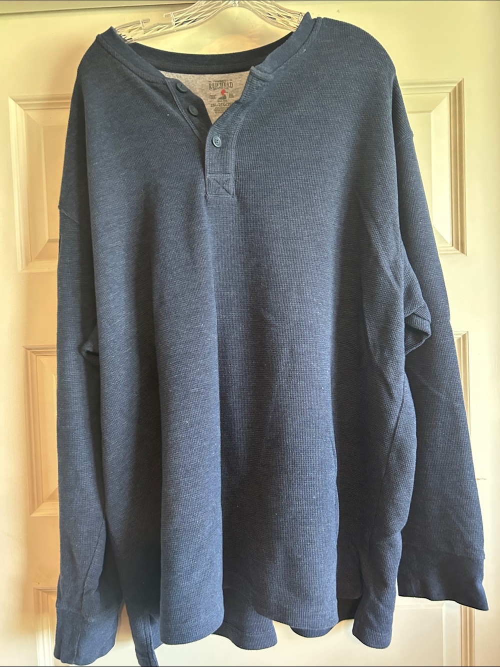 RedHead Men's Long Sleeve Henley Shirt Navy Blue
